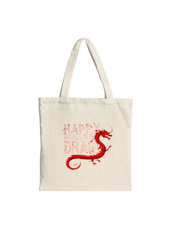 Stylish Canvas Tote Bag & ' HAPPY BDAY DRAG ' Text - Perfect for Parties Travel and Shopping
