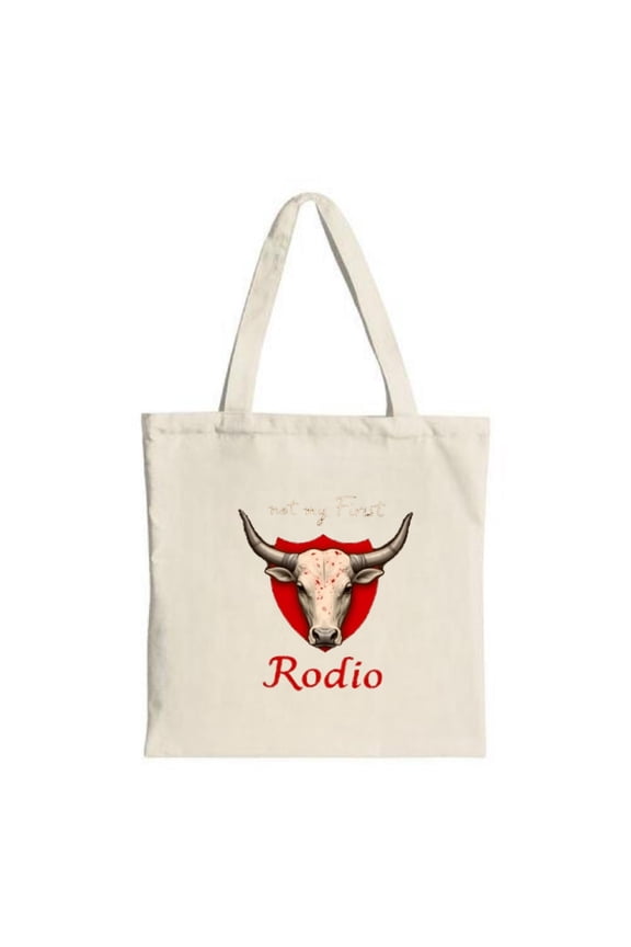 Stylish Canvas Tote Bag ' Not My First ' Cursive Text Perfect for Shopping Travel & Parties