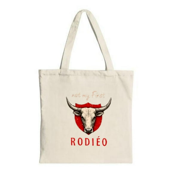 Stylish Canvas Tote Bag ' Not My First ' Cursive Text Perfect for Shopping Travel and Parties