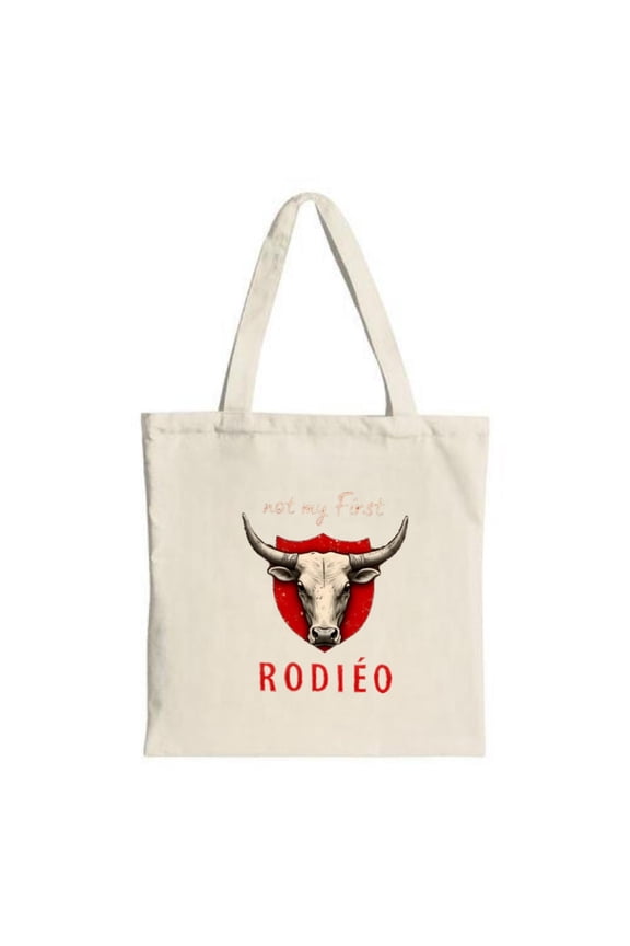 Stylish Canvas Tote Bag ' Not My First ' Cursive Text Perfect for Shopping Travel and Parties