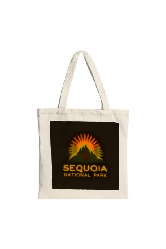 Stylish Canvas Tote Bag featuring a vibrant sun rising over mountains perfect for National Park lovers Ideal for shopping and travel