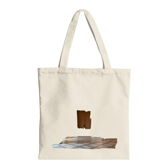 Stylish Canvas Tote Bag with Abstract Door Design & Geometric Checkered Pattern - Perfect for Shopping Travel & Parties - Reusable & Durable