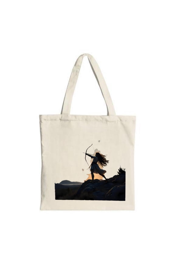 Stylish Canvas Tote Bag with Adventure-Inspired Silhouette Design Perfect for Shopping Travel and Parties - Multifunctional & Reusable