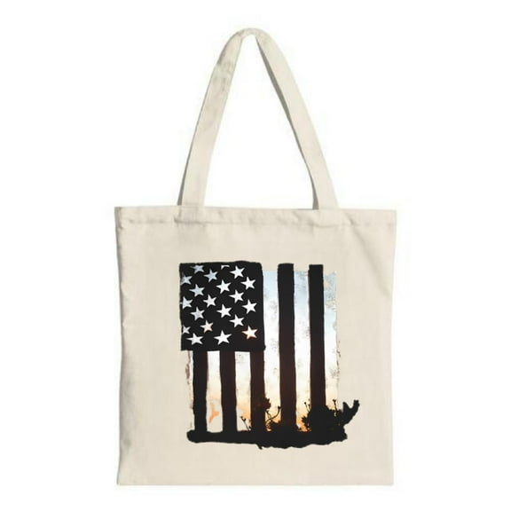 Stylish Canvas Tote Bag with American Flag & California Silhouette Perfect for Shopping Travel and Parties - Reusable & Multifunctional