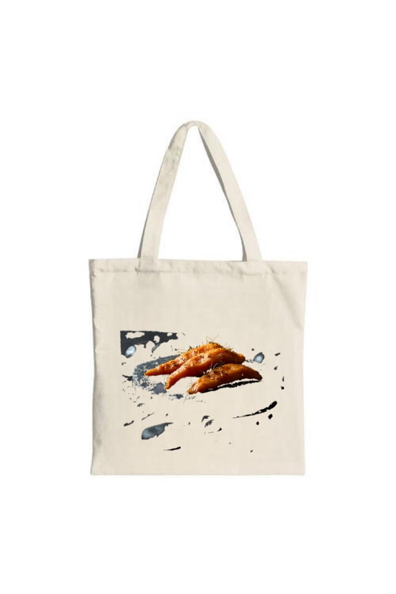 Stylish Canvas Tote Bag with Artistic Splattered Background & Orange Pastry Print - Perfect for Shopping Travel & Parties