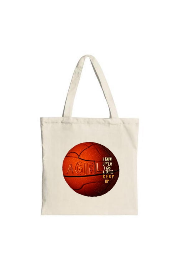 Stylish Canvas Tote Bag with Basketball Design & Bold ' AGIR ' Text Perfect for Shopping Travel & Parties - Multifunctional & Reusable