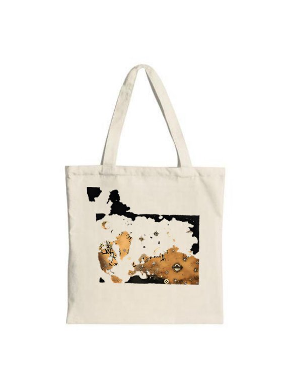 Stylish Canvas Tote Bag with Black & Gold Map Design Perfect for Shopping Travel & Parties - Multifunctional & Reusable