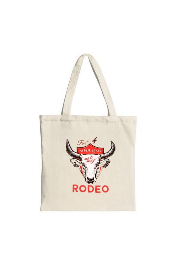 Stylish Canvas Tote Bag with Bold Design Red & White Crown ' Feest würts cru ' & ' Wohl weit weg ' Perfect for Shopping & Travel