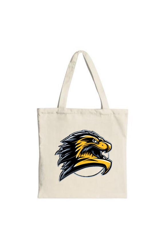 Stylish Canvas Tote Bag with Bold Eagle Graphic in Black Yellow & White - Perfect for Shopping Travel & Parties