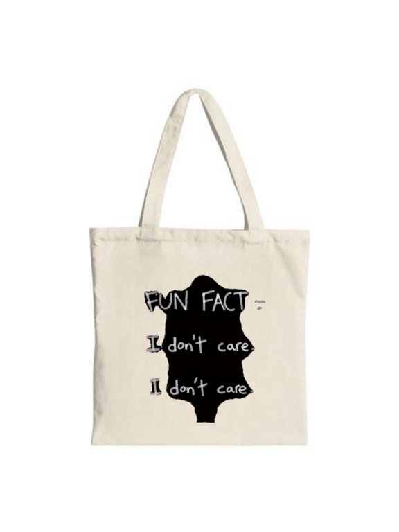 Stylish Canvas Tote Bag with Bold ' FUN FACT: I don ' t care ' Silhouette Design - Perfect for Shopping Travel and Parties