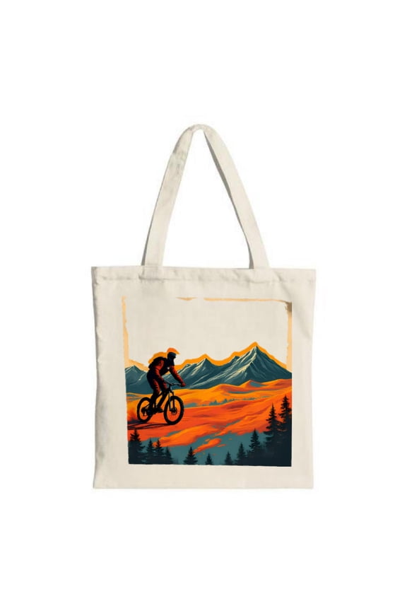 Stylish Canvas Tote Bag with Bold Mountain Biker Design Perfect for Travel Shopping and Parties - Eco-Friendly & Multifunctional