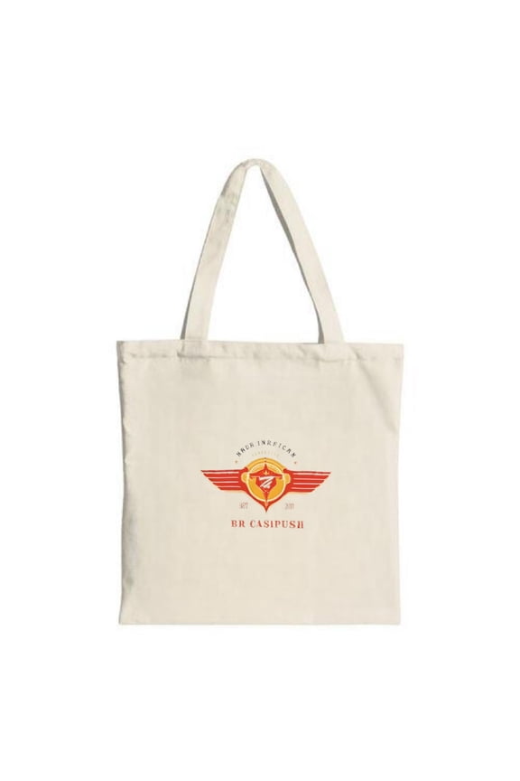 Stylish Canvas Tote Bag with Center : Wings Design ' BR CASIPH 2018 ' - Perfect for Shopping Travel & Parties