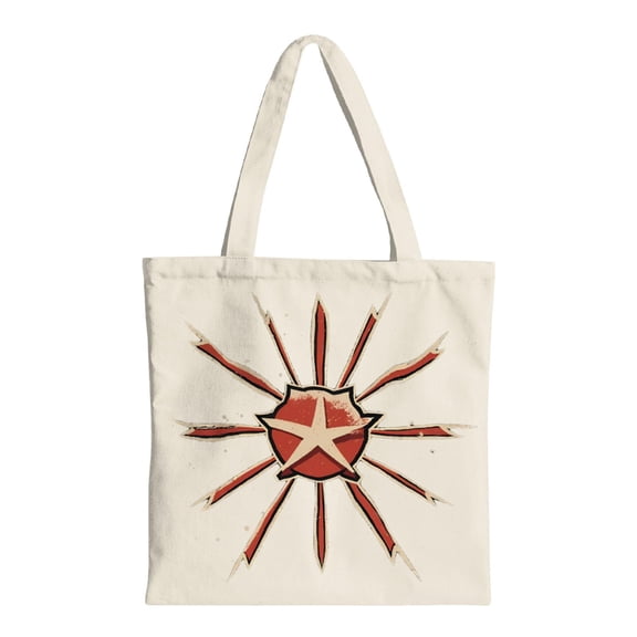 Stylish Canvas Tote Bag with Central Red Star and Elongated - Perfect Reusable Shopping Bag for Parties Travel and Everyday Use