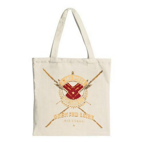 Stylish Canvas Tote Bag with Crossed Emblem Laurel Design Perfect for Shopping Travel & Parties