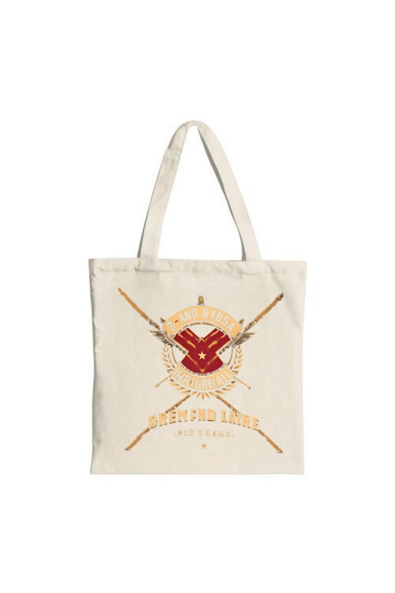 Stylish Canvas Tote Bag with Crossed Emblem Laurel Design Perfect for Shopping Travel & Parties