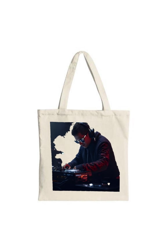 Stylish Canvas Tote Bag with DJ Graphic - Perfect for Parties Travel & Shopping - Multifunctional Reusable Design