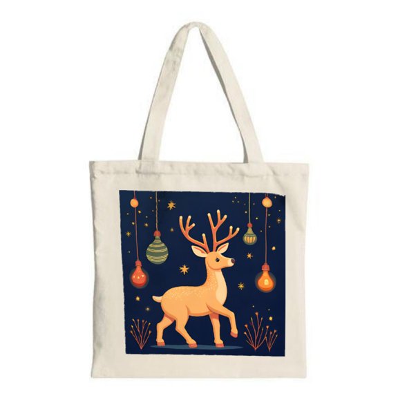 Stylish Canvas Tote Bag with Festive Reindeer Design Perfect for Holiday Shopping Parties and Travel - Multifunctional & Reusable