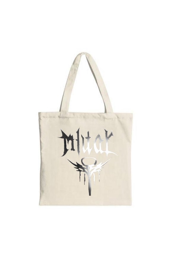Stylish Canvas Tote Bag with Gothic ' Nluwaj ' Text & Dripping Crown Graphic - Perfect for Shopping Travel & Parties