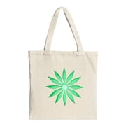 Stylish Canvas Tote Bag with Green Floral Design on Beige Perfect for Shopping Travel and Parties - Multifunctional & Reusable