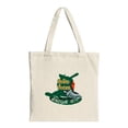 thumbnail image 1 of Stylish Canvas Tote Bag with Green & Yellow Design Featuring a Figure with a Book Perfect for Shopping Travel & Parties, 1 of 4