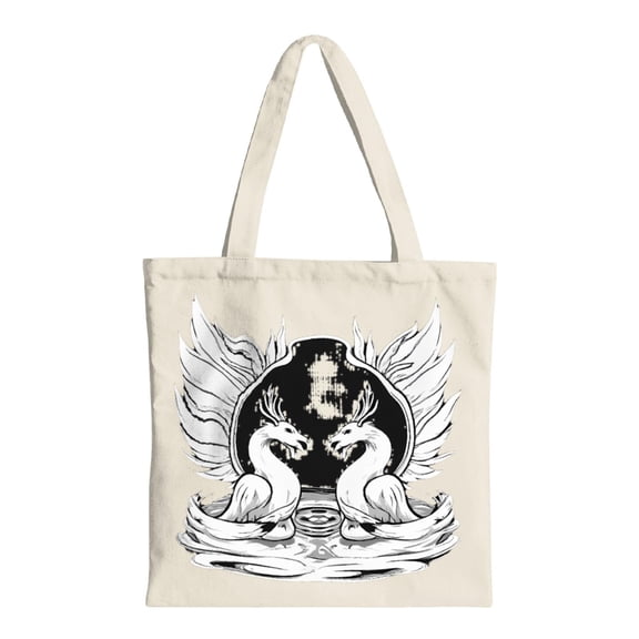 Stylish Canvas Tote Bag with Intricate White Birds Design - Perfect Reusable Shopping Bag for Parties Travel & Everyday Use