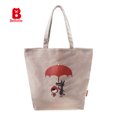 thumbnail image 1 of Stylish Canvas Tote Bag with Little Red Riding Hood Linen Reusable Shopping Bag, Cream, 1 of 3