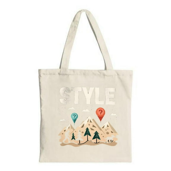 Stylish Canvas Tote Bag with Mountain & Tree Design Hot Air Balloons Perfect for Travel Shopping and Parties