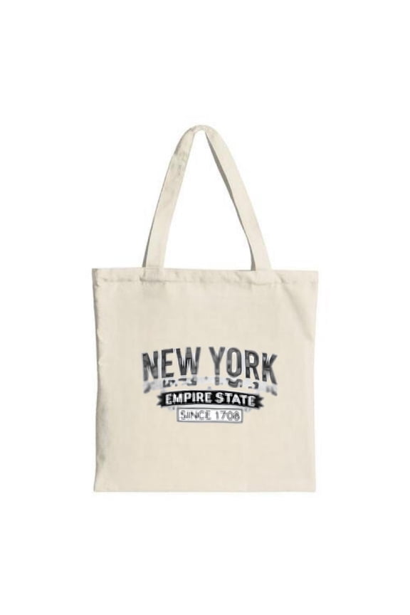 Stylish Canvas Tote Bag with ' NEW YORK ' in bold letters ' EMPIRE STATE ' & ' SINCE 1708 ' below perfect for shopping & travel