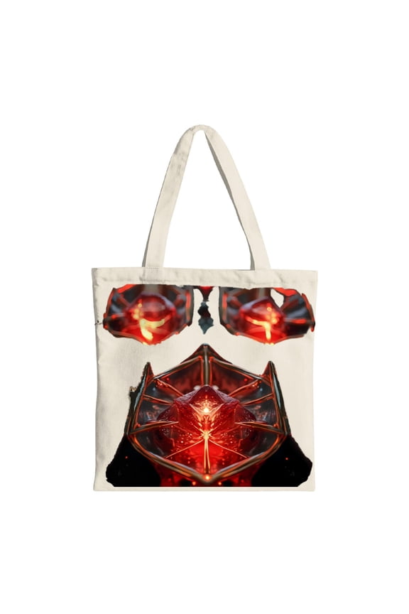 Stylish Canvas Tote Bag with Red Glowing Geometric Star Pattern - Perfect for Parties Travel & Shopping - Reusable & Multifunctional