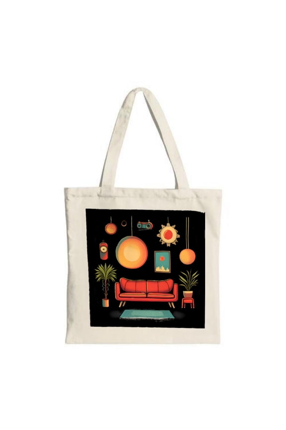Stylish Canvas Tote Bag with Retro Geometric Patterns - Perfect for Shopping Travel and Parties - Reusable & Multifunctional