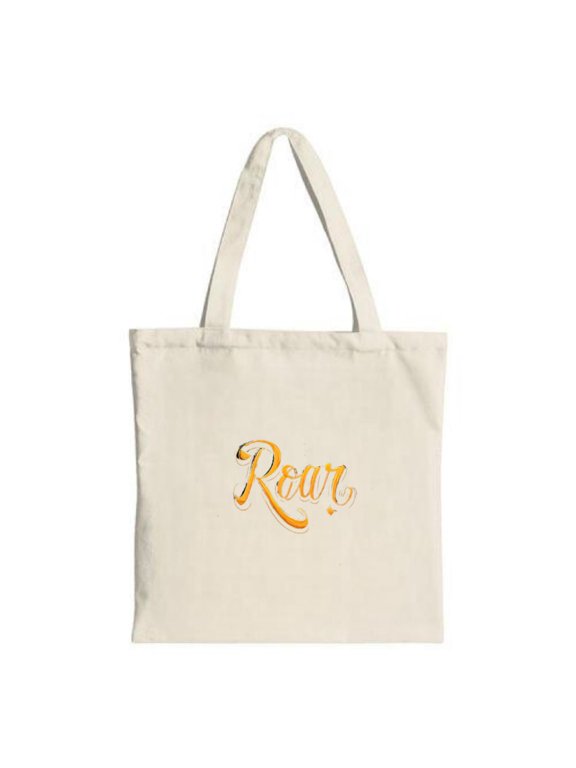 Stylish Canvas Tote Bag with ' Row ' in vibrant orange perfect for shopping travel and parties Simple functional design for everyday use