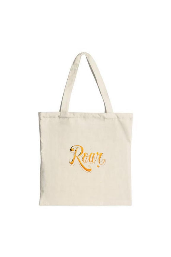 Stylish Canvas Tote Bag with ' Row ' in vibrant orange perfect for shopping travel and parties Simple functional design for everyday use