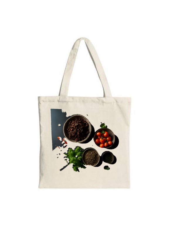 Stylish Canvas Tote Bag with Spice & Herb Map Design - Perfect for Shopping Travel and Parties - Reusable & Multifunctional