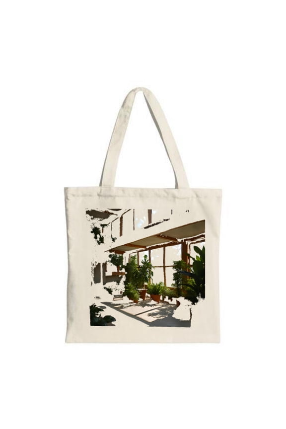 Stylish Canvas Tote Bag with Sunlit Indoor Space Design Perfect for Shopping Travel and Parties - Eco-Friendly & Reusable