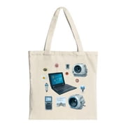 Stylish Canvas Tote Bag with Tech Laptop Camera More Perfect for Shopping Travel & Parties