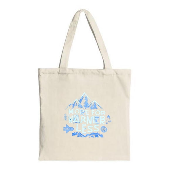 Stylish Canvas Tote Bag with Two Handles featuring a chic design of stylized mountains and the phrase ' MORE FOR LESS ' with stars
