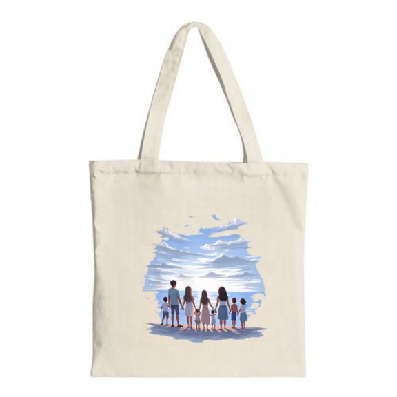 Stylish Canvas Tote Bag with Vibrant Beach Scene Design - Perfect for Shopping Travel and Parties - Reusable & Multifunctional