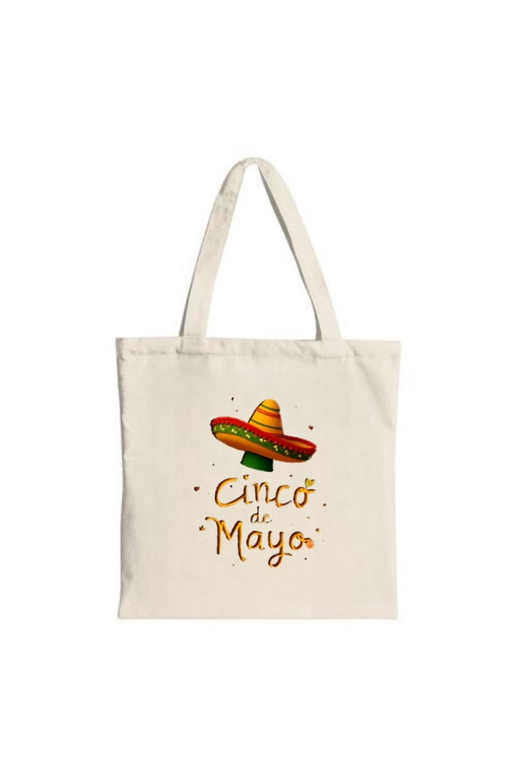 Festive Cinco de Mayo Tote Bag - Colorful Sombrero Design with Playful Cursive Text Perfect for Parties Travel & Shopping