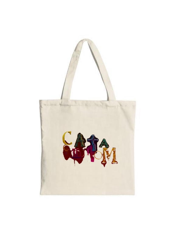 Stylish Canvas Tote Bag with Artistic ' C A T A M ' Letter Design - Perfect for Shopping Travel and Parties - Reusable & Multifunctional