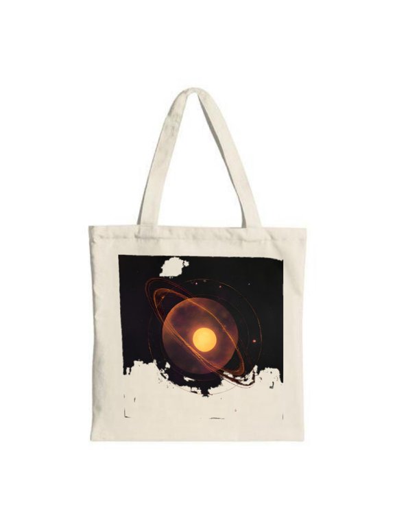 Stylish Solar System Tote Bag - Bright Sun & Orbiting Planets on Dark Canvas Perfect for Shopping Travel & Parties