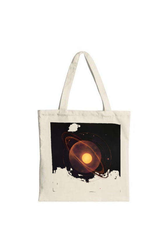 Stylish Solar System Tote Bag - Bright Sun & Orbiting Planets on Dark Canvas Perfect for Shopping Travel & Parties