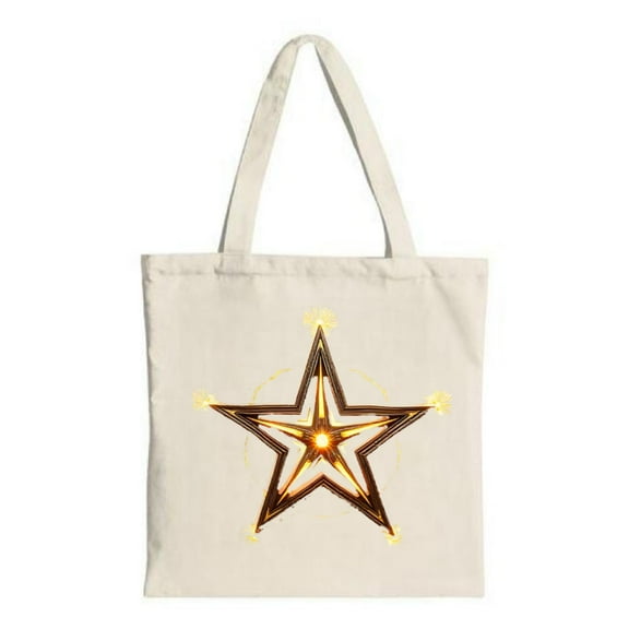 Stylish Canvas Tote Bag with a Large Glowing Star Design Perfect for Shopping Travel and Parties - Reusable and Multifunctional