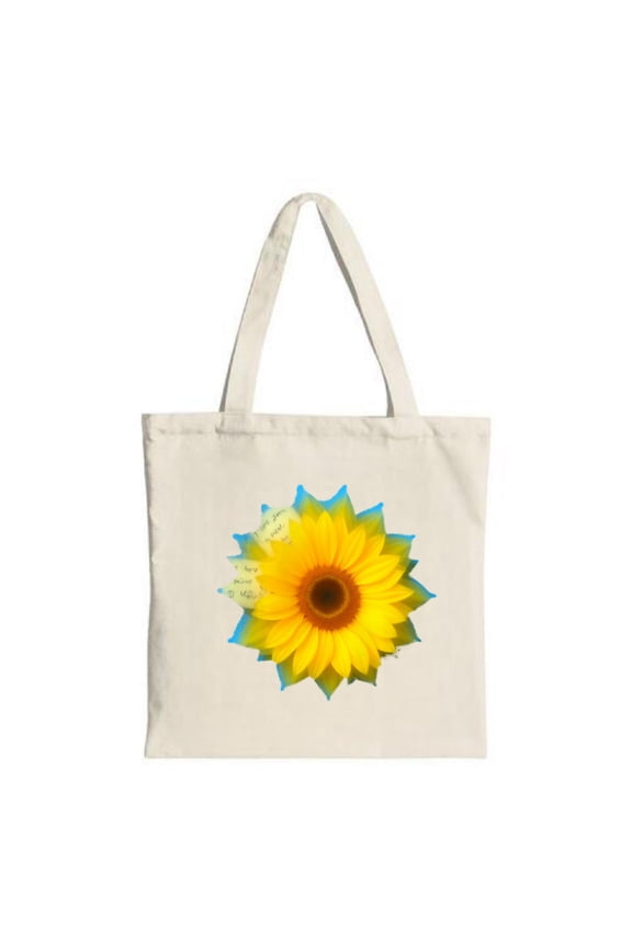 Vibrant Sunflower Canvas Tote Bag - Stunning Yellow to Blue Petals Perfect for Shopping Travel & Parties Eco-Friendly & Stylish