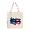 thumbnail image 1 of Stylish Canvas Tote Bag with Vibrant Orange and Pink Splash Design - Perfect for Shopping Travel and Parties, 1 of 4