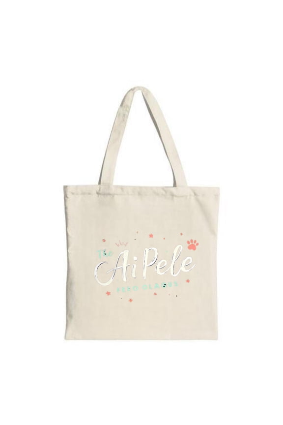Stylish Beige Canvas Tote Bag - " Be Ai - " Design with White & Teal Text Print and Colorful Stars - Perfect for Shopping & Travel