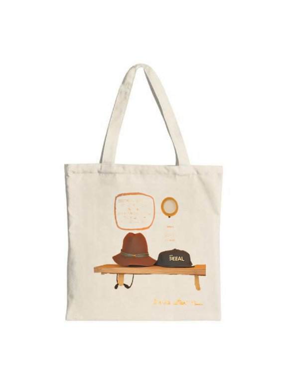 Stylish Canvas Tote Bag with Unique Hat Design & ' REAL ' Speech Bubble Perfect for Shopping Travel & Parties - Multifunctional & Reusable