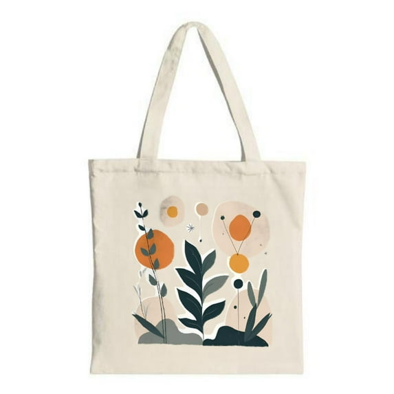 Stylish Canvas Tote Bag with Vibrant Orange and Pink Splash Design - Perfect for Shopping Travel and Parties