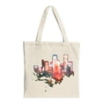 thumbnail image 1 of City Skyline Tote Bag - Vibrant Night Design with Illuminated Buildings in Red Blue & White - Perfect for Shopping & Travel, 1 of 4