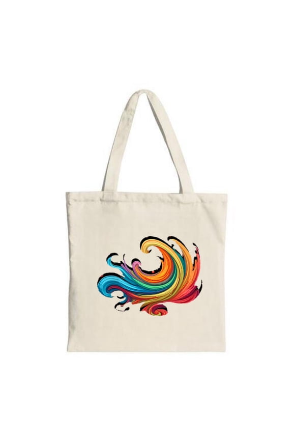 Vibrant Abstract Wave Design Tote Bag - Colorful Canvas Perfect for Shopping Travel & Parties Stylish & Reusable