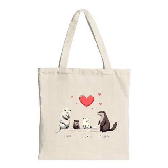 Cute Cartoon Tote Bag - Multifunctional Canvas Bag with Heart Design Perfect for Shopping Travel and Parties